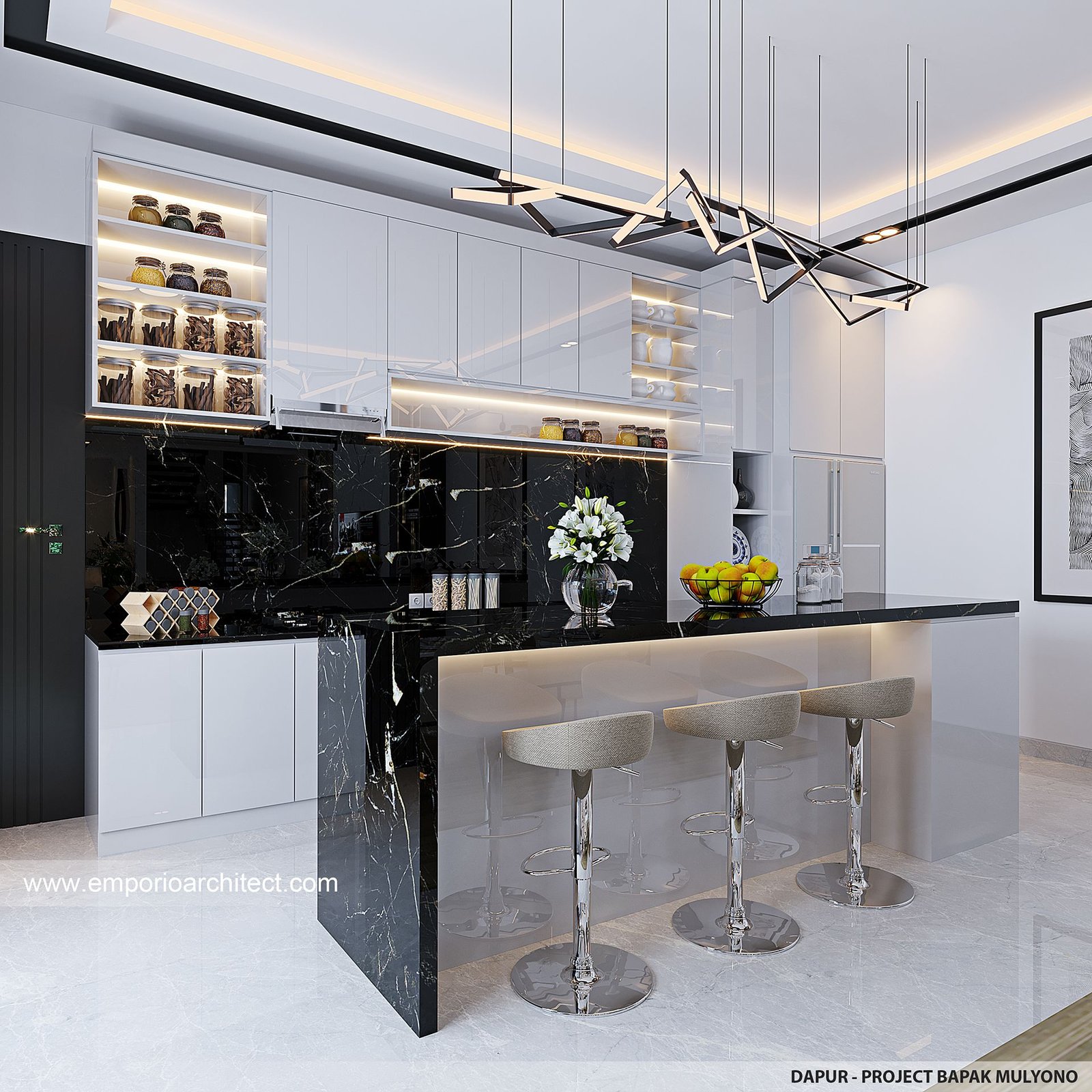 Desain Dapur Interior Rumah Modern 3 Lantai Bapak MLN Di Jakarta Barat