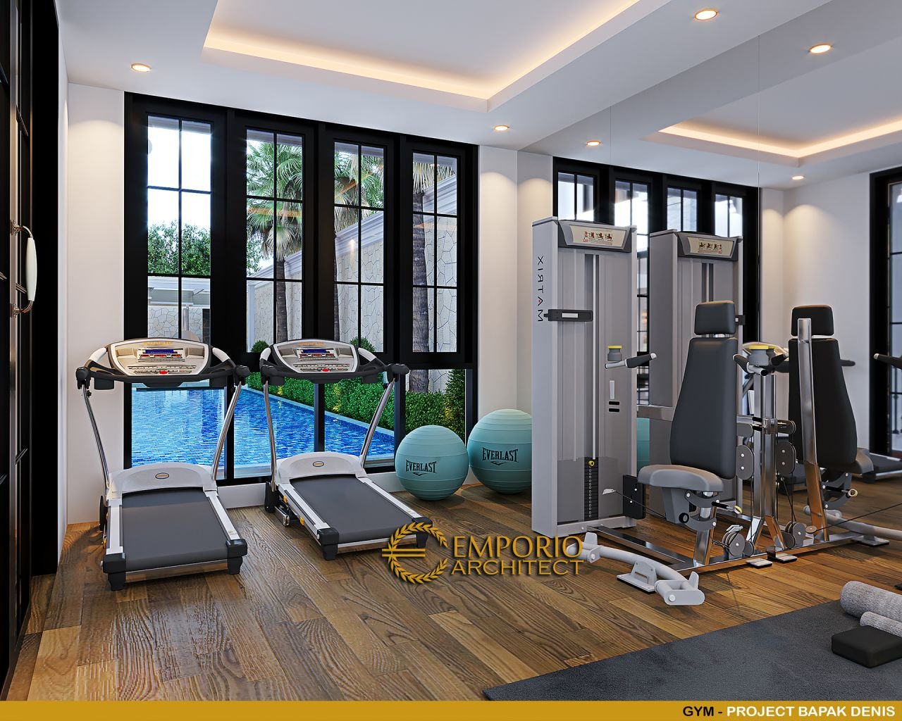 Desain Ruang Gym Interior Rumah Klasik Modern Lantai Bapak Denis Di