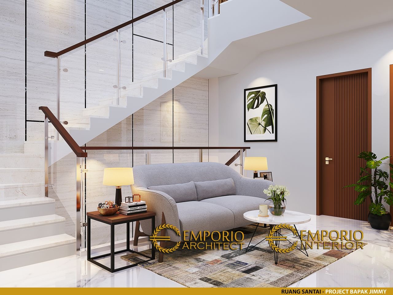 Desain Ruang Keluarga Interior Rumah Modern 3 Lantai Bapak Jimmy Di