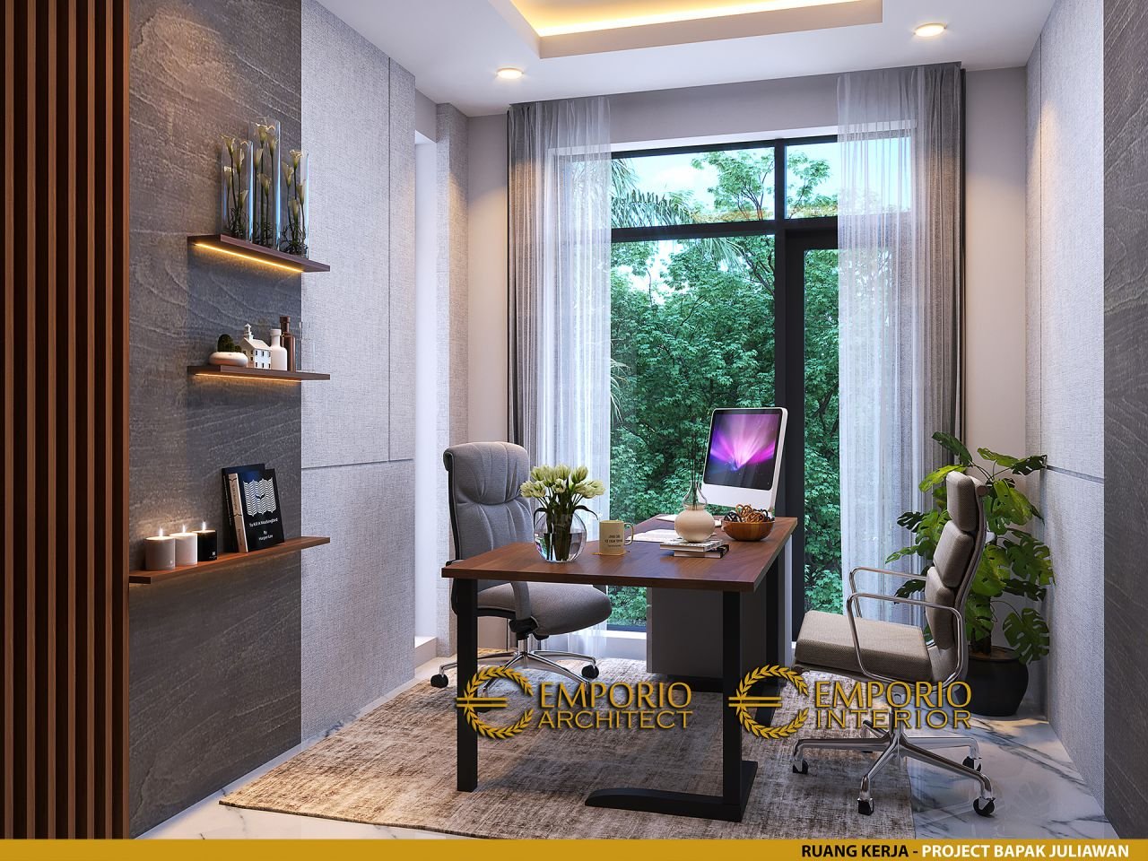 Desain Ruang Kerja Interior Rumah Modern 3 Lantai Bapak Juliawan Di