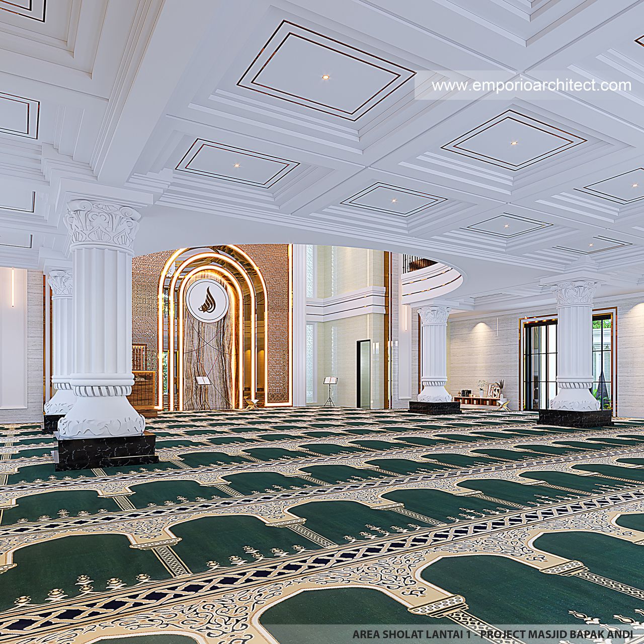 Desain Ruang Ibadah Interior Masjid Al Jihad Style Mo