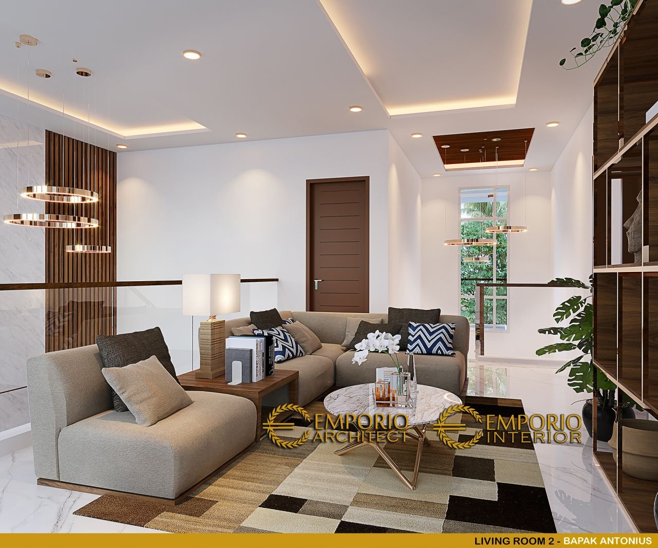 Desain Ruang Keluarga Interior Rumah Modern 2 Lantai Bapak Antonius Di