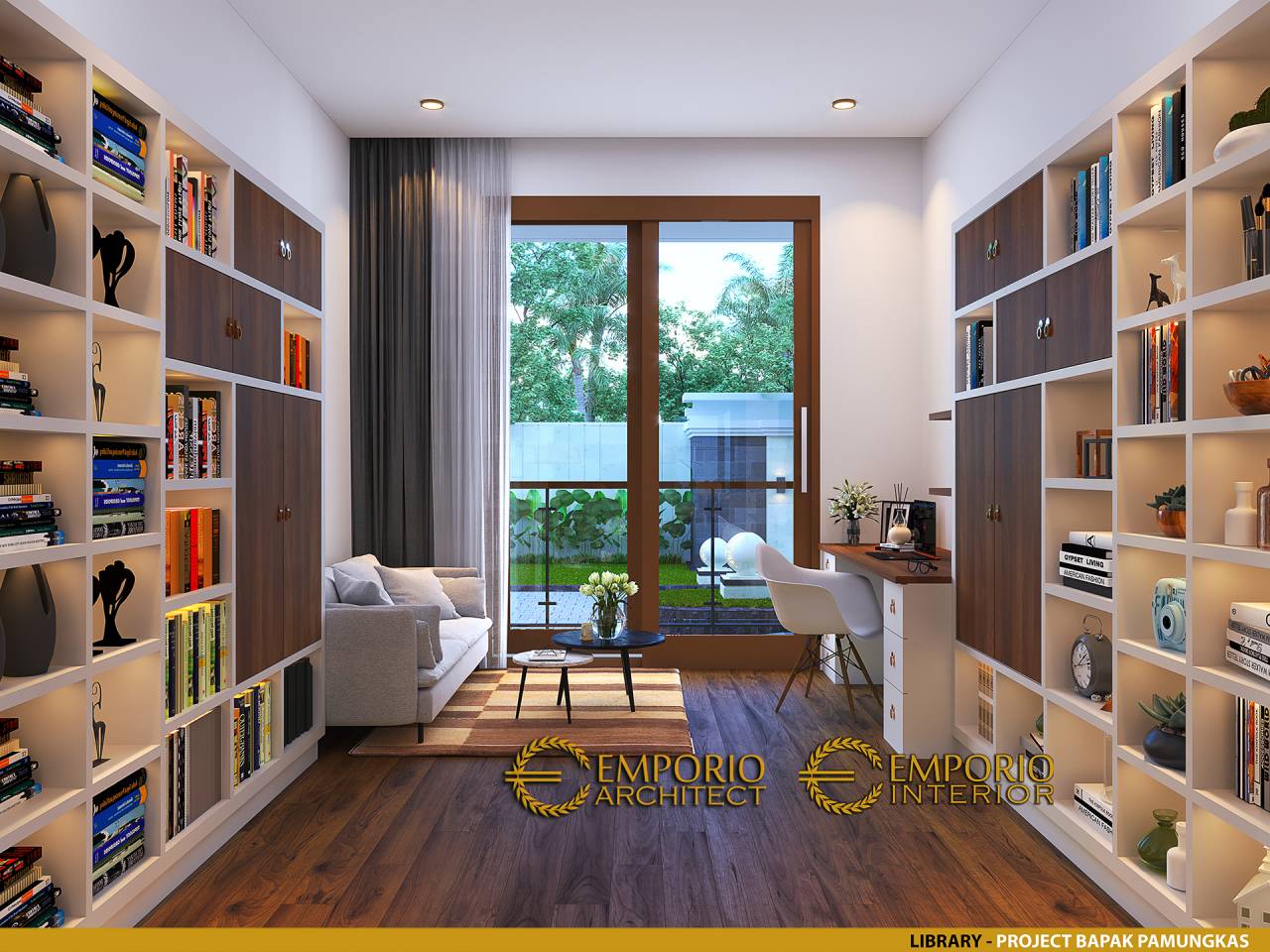 Desain Ruang Baca Perpustakaan Interior Rumah Modern 2 Lantai Bapak