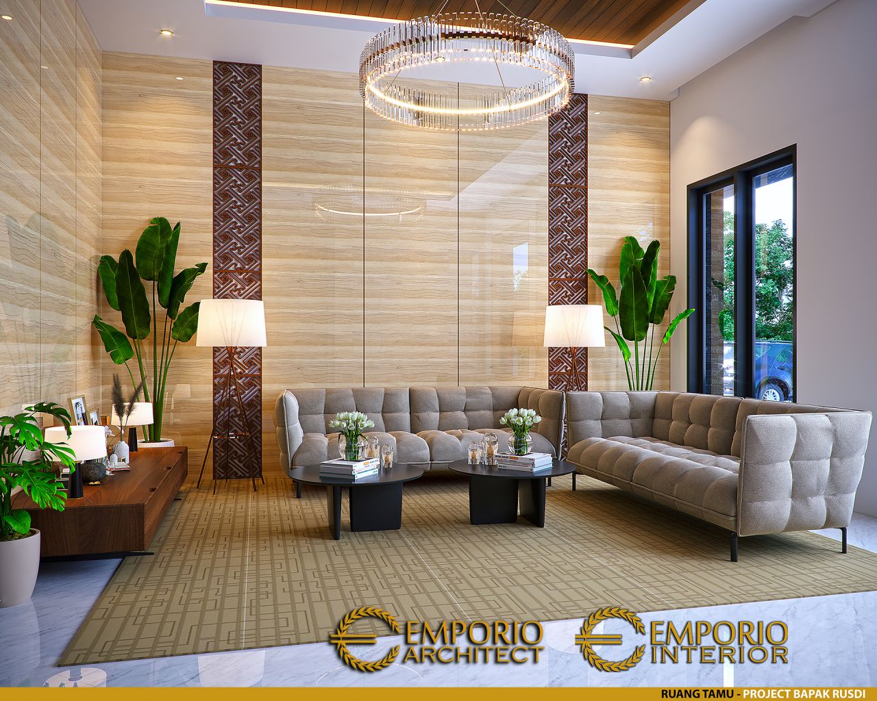 Desain Ruang Tamu Interior Rumah Modern 3 Lantai Bapak Rusdi Di Padang