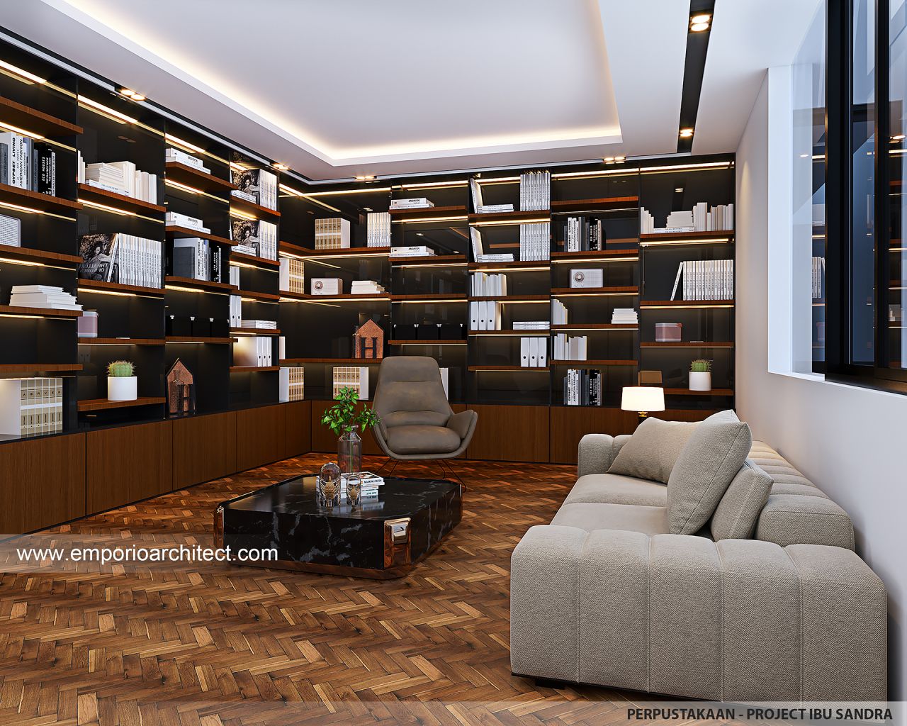 Desain Ruang Baca Perpustakaan Interior Rumah Modern 35 Lantai Ibu