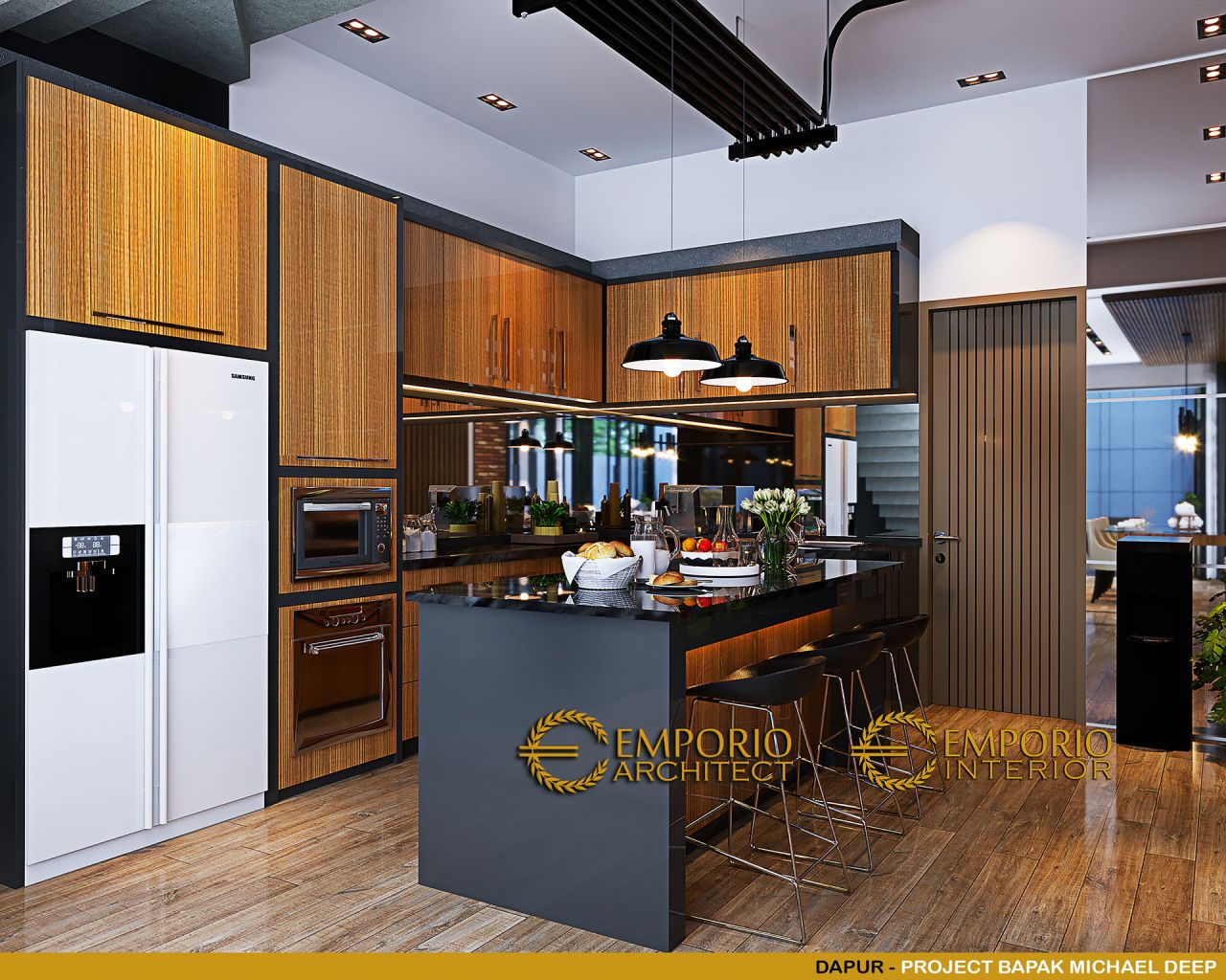 Desain Dapur Interior Rumah Modern Industrial 2 Lantai Mr Michael Deep