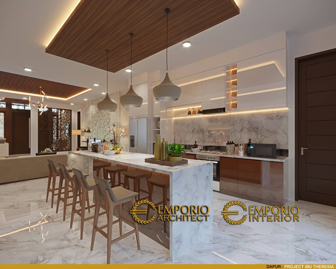 Desain Dapur Interior Rumah Villa Bali Modern 15 Lantai Ibu Theresia Di Cipayung